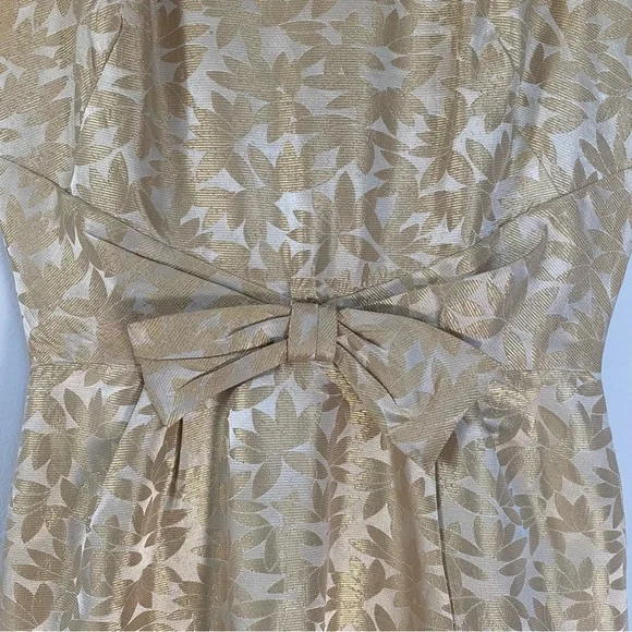 Vintage 50s Gold Lamé Cocktail Dress - Label is size 10 - Picture 9 of 11
